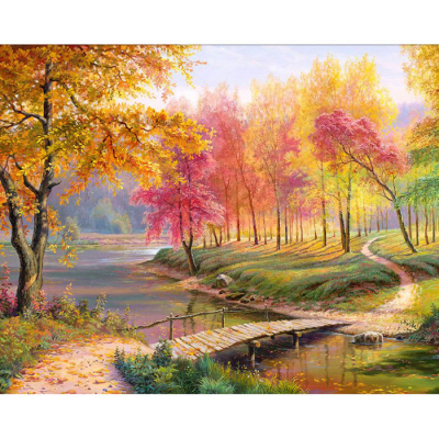 Алмазная мозаика АЖ-1822  «Осень в старом парке» 40*50 см в интернет-магазине Швейпрофи.рф
