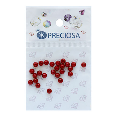 Бусины Crystal Preciosa 131-10-011 Хрустальный жемчуг 4 мм (уп 25 шт) красный в интернет-магазине Швейпрофи.рф