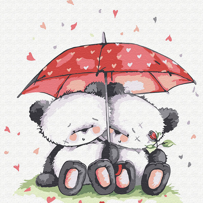 Картина по номерам Molly KH0443  «Медвежата под зонтом» 20*20 см