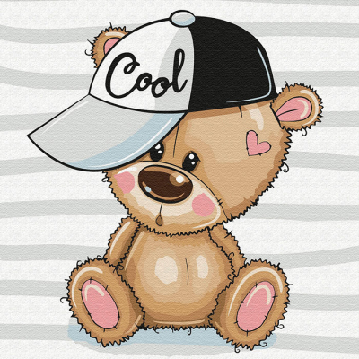 Картина по номерам Molly KH0459  «Медвежонок  в кепке» 20*20 см в интернет-магазине Швейпрофи.рф