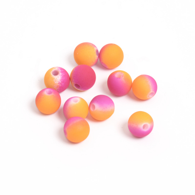 Бусины пластм.  8 мм «Шар матовый» (уп. 10 г) розовый/оранжевый в интернет-магазине Швейпрофи.рф