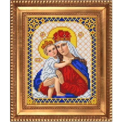 Ткань для вышивания бисером Благовест И-5034 Дева Мария с младенцем Иисусом 13*17 см в интернет-магазине Швейпрофи.рф
