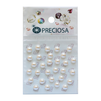 Бусины Crystal Preciosa 131-11-030 Кабошоны жемчуг (полубусы) 7 мм (уп 30 шт) белый в интернет-магазине Швейпрофи.рф