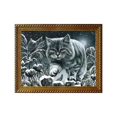 Алмазная мозаика АЖ-1415 «Кот на заборе» 30*40 см в интернет-магазине Швейпрофи.рф