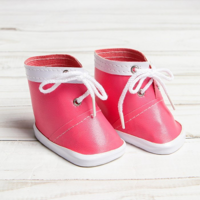 Обувь для игрушек (Ботиночки) 3495204 7,6 см  «Завязки»  пара розовый в интернет-магазине Швейпрофи.рф