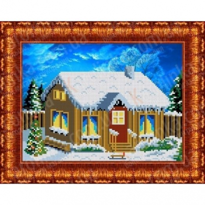 Ткань для вышивания бисером Каролинка КБП-4005 «В деревне, Зимой» 19*26 см в интернет-магазине Швейпрофи.рф