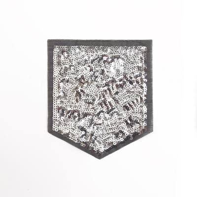 Термоаппликация 4338580 «Карман» двусторон. 11*10,5 см серебро/черный пайетки в интернет-магазине Швейпрофи.рф