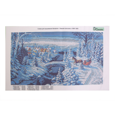 Ткань с рисунком для вышивания бисером «Конек 1263 Зимняя прогулка» 25*45 см в интернет-магазине Швейпрофи.рф