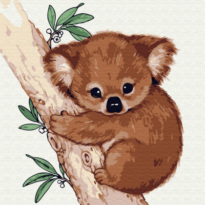 Картина по номерам Molly KH0444  «Маленькая коала» 20*20 см в интернет-магазине Швейпрофи.рф