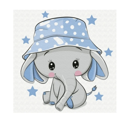 Картина по номерам Molly KH0463  «Слоненок в панамке» 20*20 см в интернет-магазине Швейпрофи.рф