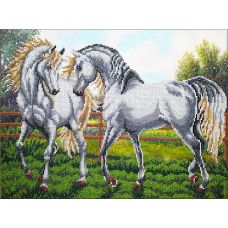 Набор для вышивания бисером Паутинка Б-1474 «Пара белых лошадей» 28*38 см