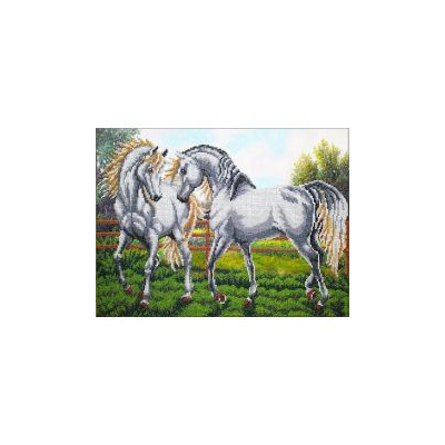 Набор для вышивания бисером Паутинка Б-1474 «Пара белых лошадей» 28*38 см в интернет-магазине Швейпрофи.рф