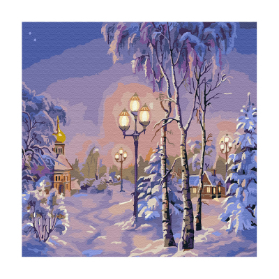 Картина по номерам Molly KH0739  «Зимний вечер» 30*30 см в интернет-магазине Швейпрофи.рф