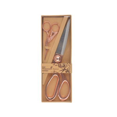 Набор: ножницы портновские (20см) + цапельки (9см) Maxwell premium арт.111563 розовое золото в интернет-магазине Швейпрофи.рф