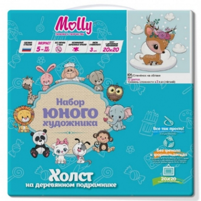 Картина по номерам Molly KH0843 «Оленёнок на облаке» 20*20 см в интернет-магазине Швейпрофи.рф