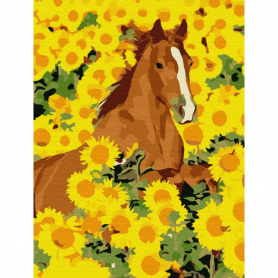 Картина по номерам Molly KH0791 «Лошадь в подсолнухах» 15*20 см в интернет-магазине Швейпрофи.рф