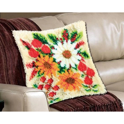 Набор для вышивания в ковровой технике, подушка BZ0405 «Цветы» 45*45 в интернет-магазине Швейпрофи.рф