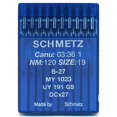 Иглы пром. маш. Schmetz DC*27/B-27 №120 для оверлоков (уп. 10 шт.) в интернет-магазине Швейпрофи.рф