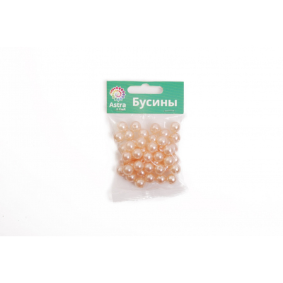 Бусины Астра пластик круглые жемчуг 10 мм (25 г) 006 NL персиковый в интернет-магазине Швейпрофи.рф