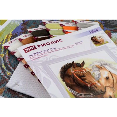 Набор для вышивания Риолис №1864 «Пара лошадей» 40*40 см в интернет-магазине Швейпрофи.рф