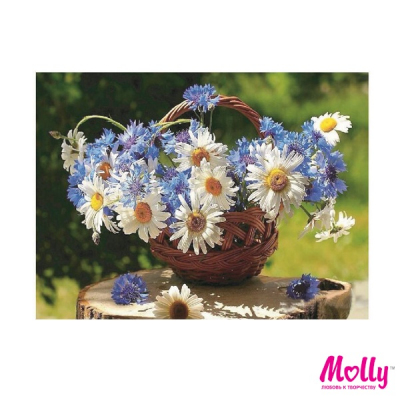 Картина по номерам Molly KH0772 «Корзина полевых цветов» 15*20 см в интернет-магазине Швейпрофи.рф