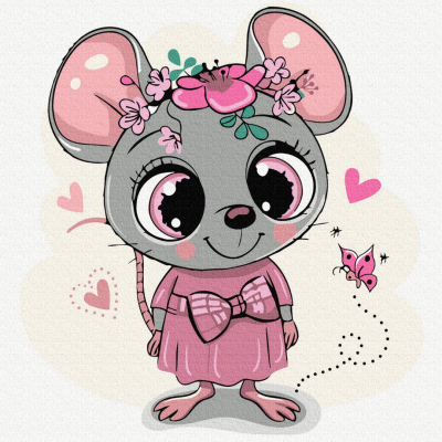 Картина по номерам Molly KH0913  «Милая мышка» 20*20 см в интернет-магазине Швейпрофи.рф