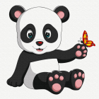 Картина по номерам Molly KH0914  «Панда с бабочкой» 20*20 см