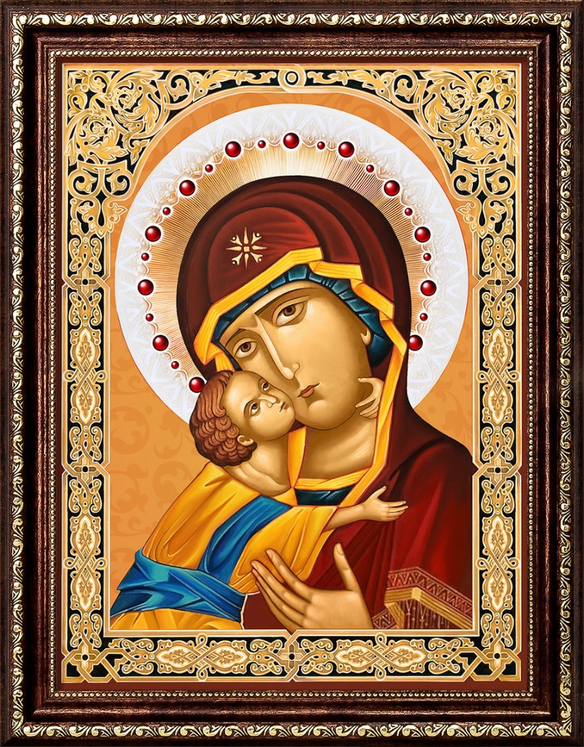 Алмазная мозаика АЖ-1844 «Икона Владимирская Богородица» 30*40 см