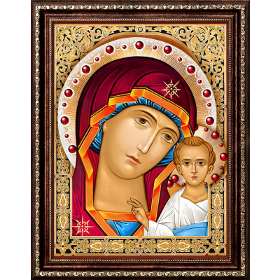 Алмазная мозаика АЖ-1841 «Икона Казанская Богородица» 30*40 см в интернет-магазине Швейпрофи.рф