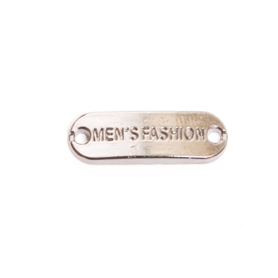 Нашивка LA 65 метал. пластина пришивная «men's fashion» 0,6*2 см т. никель в интернет-магазине Швейпрофи.рф
