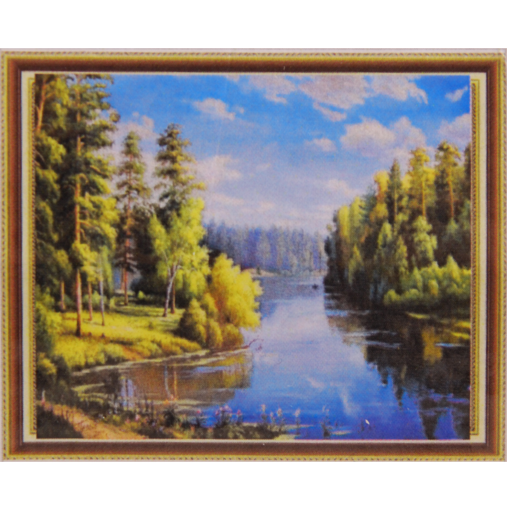 Алмазная мозаика DIY К-1678 «Река в лесу» 28*38 см