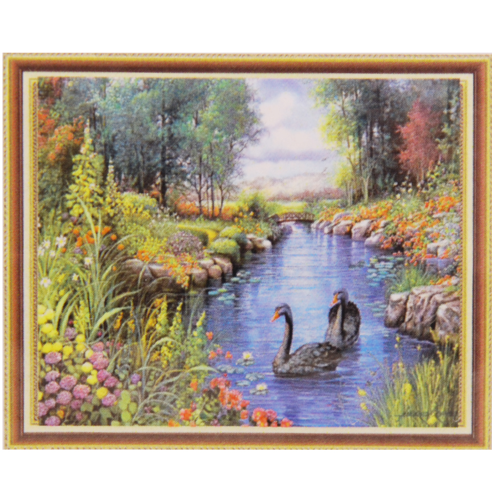 Алмазная мозаика DIY К-1739 «Лебеди на реке» 28*38 см