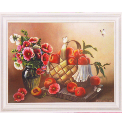Алмазная мозаика DIY (с рамкой) Q-129 «Корзина персиков» 20*30 см в интернет-магазине Швейпрофи.рф