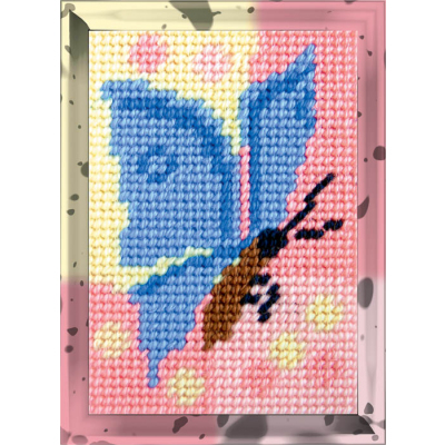 Набор для вышивания с пряжей BAMBINI  X2109 «Бабочка» 10*14 см в интернет-магазине Швейпрофи.рф