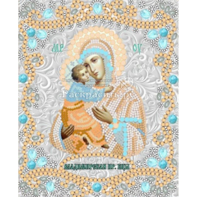 Ткань с рисунком для вышивания бисером «Конек 7124 Б. Владимирская» 15*18 см в интернет-магазине Швейпрофи.рф