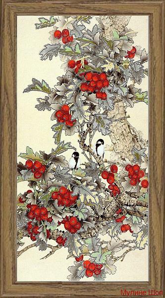Ткань с рисунком для вышивания бисером «Конек 9466 Лесные ягоды» 25*45 см