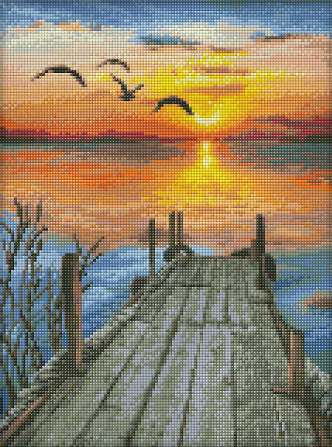 Алмазная мозаика АЖ-1493 «Закат на озере» 30*40 см
