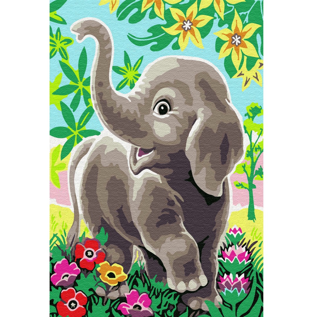 Картина по номерам Molly KH0896  «Слоненок в сказочном лесу»  20*30 см