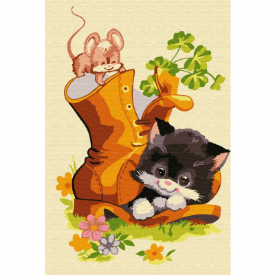Картина по номерам Molly KH0880  «Котенок в ботинке»  20*30 см в интернет-магазине Швейпрофи.рф
