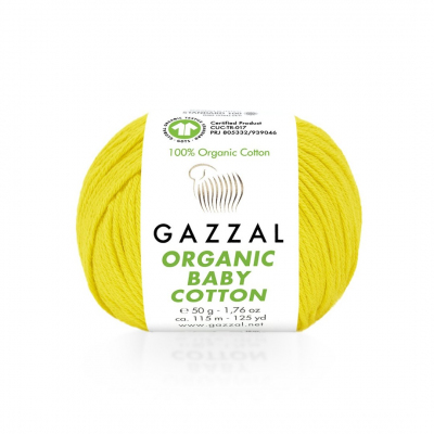 Пряжа Органик бэби коттон (Organik baby cotton Gazzal ), 50 г / 115 м  420 желтый в интернет-магазине Швейпрофи.рф