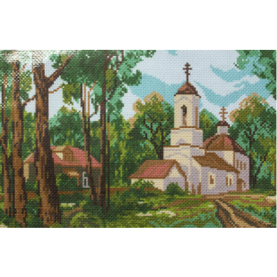 Рисунок на канве МП (24*35 см) 0023 «Церковь в лесу» в интернет-магазине Швейпрофи.рф