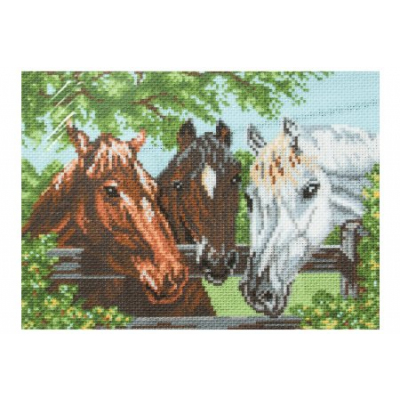 Рисунок на канве МП (28*34 см) 0100 «Три лошади» в интернет-магазине Швейпрофи.рф