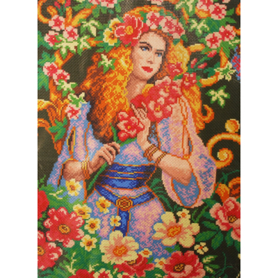 Рисунок на канве МП (33*45 см) 0389 «Дама в цветах» в интернет-магазине Швейпрофи.рф