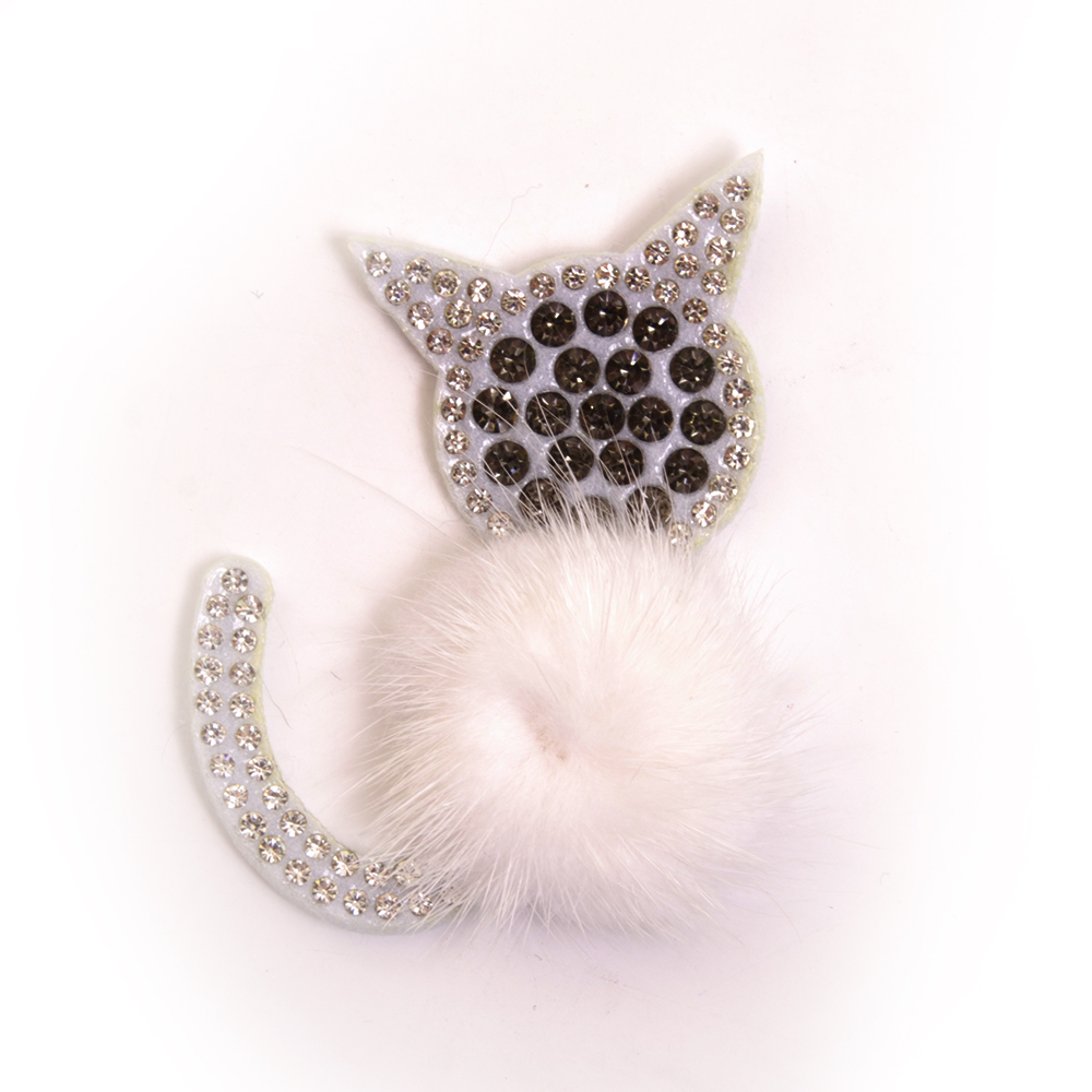Украшение текстильное LA246 «Кошка» 5*6 см белый