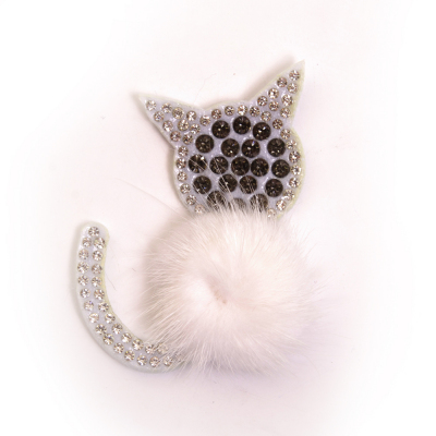 Украшение текстильное LA246 «Кошка» 5*6 см белый в интернет-магазине Швейпрофи.рф