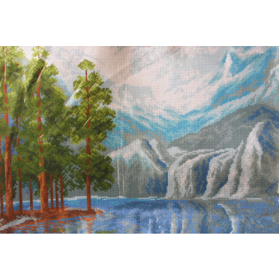 Рисунок на канве МП (33*45 см) 0667 «Сосны у горного озера» в интернет-магазине Швейпрофи.рф