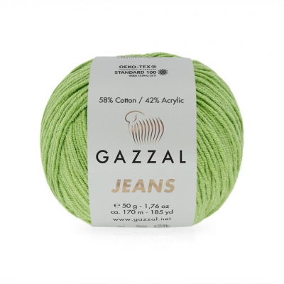 Пряжа Джинс-GZ (Gazzal, Jeans-GZ), 50 г / 170 м, 1128 св.зеленый в интернет-магазине Швейпрофи.рф