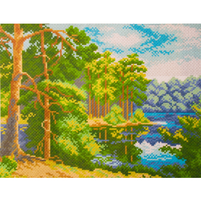 Рисунок на канве МП (24*30 см) 0604 «Озеро в лесу» в интернет-магазине Швейпрофи.рф
