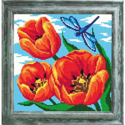 Рисунок на канве страмин 43100 «Три тюльпана» 20*25 см в интернет-магазине Швейпрофи.рф