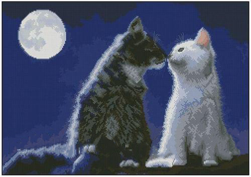 Рисунок на канве Гамма ММ-3045 Кошки под луной 32*45 см